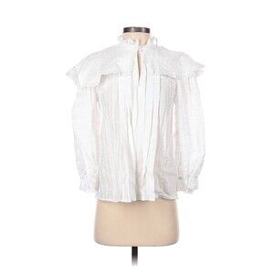 SANDRO White Ruffle Collar Victorian Blouse - 1 (Small)